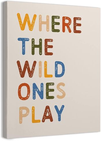 WODMIS Play Room Wall Decor,Kids Where The Wild Ones Play Framed Canvas Wall Art Decor 11×14,Play Sign,Colorful Play Room Art Painting Artwork Wall Playroom Nursery Toddler Kids Room Decoration Prints Decor (cream-coloured, 11x14) in Saudi Arabia