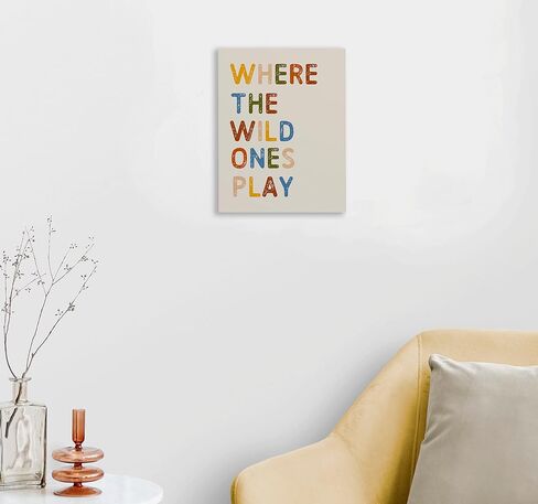 WODMIS Play Room Wall Decor,Kids Where The Wild Ones Play Framed Canvas Wall Art Decor 11×14,Play Sign,Colorful Play Room Art Painting Artwork Wall Playroom Nursery Toddler Kids Room Decoration Prints Decor (cream-coloured, 11x14) in Saudi Arabia