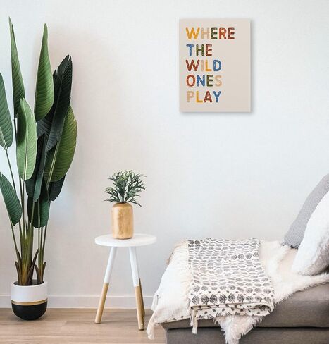 WODMIS Play Room Wall Decor,Kids Where The Wild Ones Play Framed Canvas Wall Art Decor 11×14,Play Sign,Colorful Play Room Art Painting Artwork Wall Playroom Nursery Toddler Kids Room Decoration Prints Decor (cream-coloured, 11x14) in Saudi Arabia