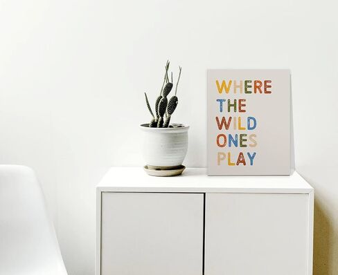 WODMIS Play Room Wall Decor,Kids Where The Wild Ones Play Framed Canvas Wall Art Decor 11×14,Play Sign,Colorful Play Room Art Painting Artwork Wall Playroom Nursery Toddler Kids Room Decoration Prints Decor (cream-coloured, 11x14) in Saudi Arabia