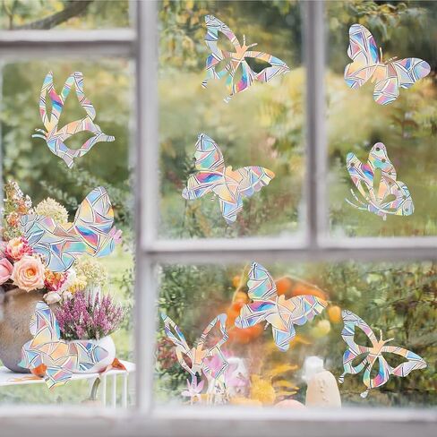 Circle Window Clings for Glass Windows Anti Collision Bird Alert Decals Stickers for Window, Non Adhesive Prismatic Rainbow Stickers in Saudi Arabia