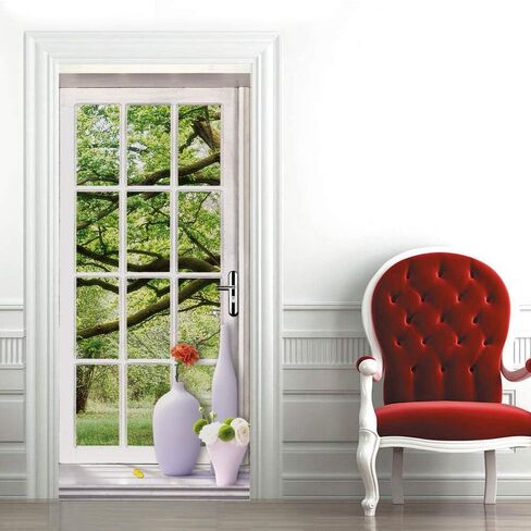 3D Rose Flower Self-Adhesive Door Wallpaper Murals Wall Stickers -Peel and Stick Door Poster for Home Decoration Vinyl Removable Art Decal in Saudi Arabia