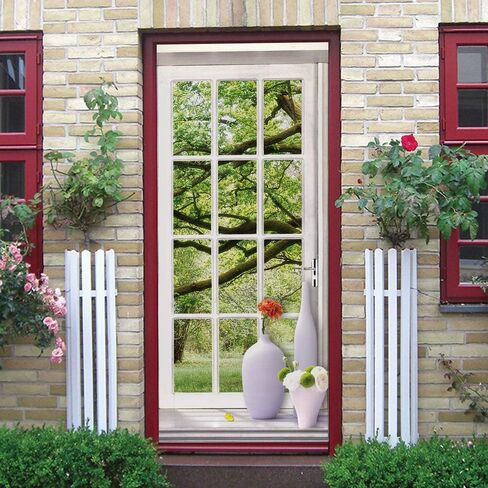 3D Rose Flower Self-Adhesive Door Wallpaper Murals Wall Stickers -Peel and Stick Door Poster for Home Decoration Vinyl Removable Art Decal in Saudi Arabia