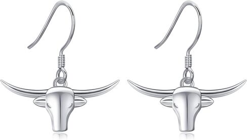 Longhorn Earrings 925 Sterling Silver Texas Longhorn Dangle Drop Earrings Longhorns Jewelry for Women Gifts in Saudi Arabia