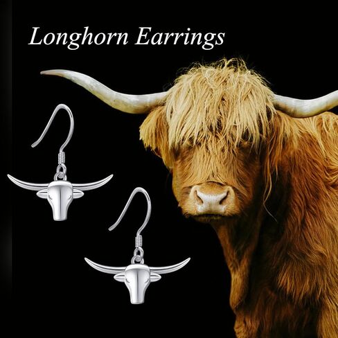 Longhorn Earrings 925 Sterling Silver Texas Longhorn Dangle Drop Earrings Longhorns Jewelry for Women Gifts in Saudi Arabia