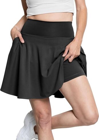 STRETCH IS COMFORT تنورة تنس للسيدات وفائقة المرونة بخصر عالٍ مع جيوب وشورت مدمج | XS-5XL in Kuwait