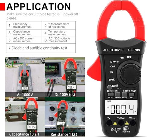 Digital Clamp Meter AP-570C-APP Bluetooth Clamp Multimeter 4000 Counts Auto-Ranging Multimeter with DC/AC Voltage & Current, Resistance, Temperature, Frequency, Duty Cycle in Saudi Arabia
