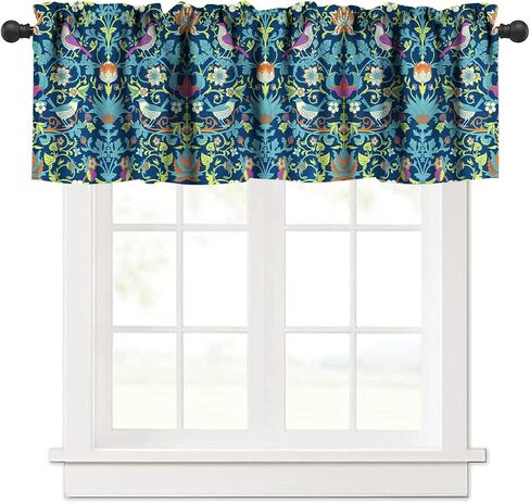 William Morris Bohemia Plant Art Curtain Valance, Floral Patterns Vintage Floral Patterns Window Valance, for Bedroom Living Room Cafe Bathroom 1 Panels W54xL18in in Saudi Arabia