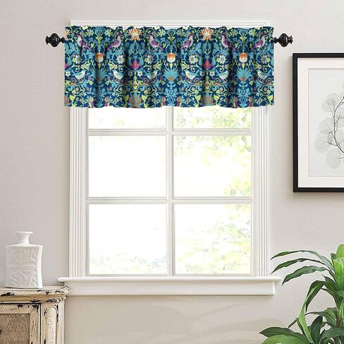 William Morris Bohemia Plant Art Curtain Valance, Floral Patterns Vintage Floral Patterns Window Valance, for Bedroom Living Room Cafe Bathroom 1 Panels W54xL18in in Saudi Arabia