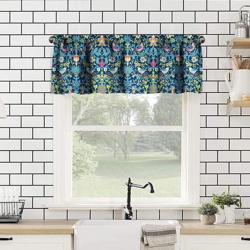 William Morris Bohemia Plant Art Curtain Valance, Floral Patterns Vintage Floral Patterns Window Valance, for Bedroom Living Room Cafe Bathroom 1 Panels W54xL18in in Saudi Arabia
