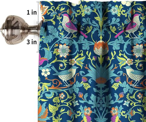 William Morris Bohemia Plant Art Curtain Valance, Floral Patterns Vintage Floral Patterns Window Valance, for Bedroom Living Room Cafe Bathroom 1 Panels W54xL18in in Saudi Arabia
