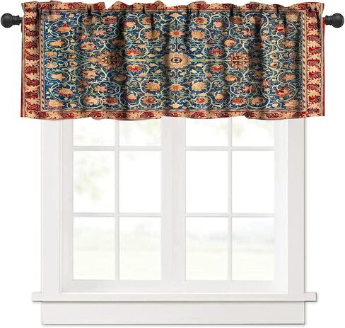 William Morris Bohemia Plant Art Curtain Valance, Floral Patterns Vintage Floral Patterns Window Valance, for Bedroom Living Room Cafe Bathroom 1 Panels W54xL18in in Saudi Arabia