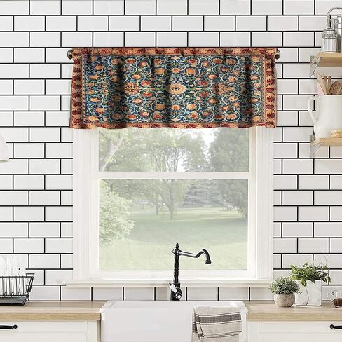 William Morris Bohemia Plant Art Curtain Valance, Floral Patterns Vintage Floral Patterns Window Valance, for Bedroom Living Room Cafe Bathroom 1 Panels W54xL18in in Saudi Arabia