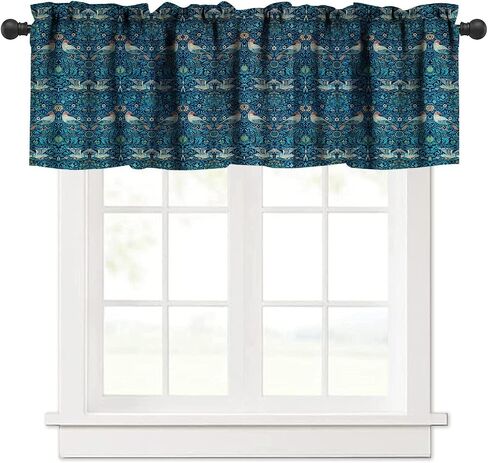 William Morris Bohemia Plant Art Curtain Valance, Floral Patterns Vintage Floral Patterns Window Valance, for Bedroom Living Room Cafe Bathroom 1 Panels W54xL18in in Saudi Arabia