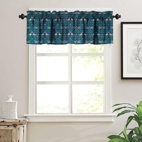 William Morris Bohemia Plant Art Curtain Valance, Floral Patterns Vintage Floral Patterns Window Valance, for Bedroom Living Room Cafe Bathroom 1 Panels W54xL18in in Saudi Arabia