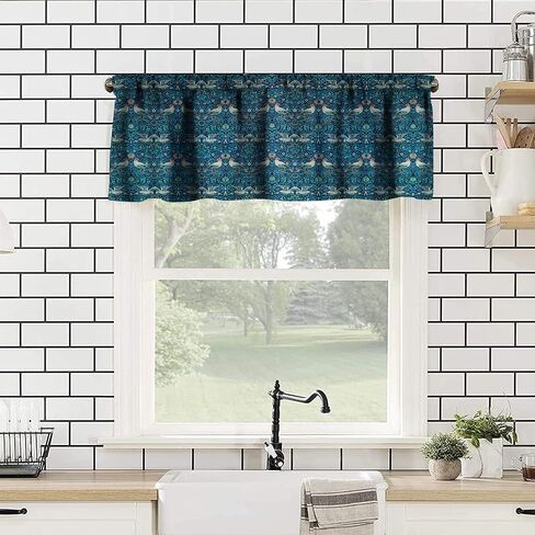 William Morris Bohemia Plant Art Curtain Valance, Floral Patterns Vintage Floral Patterns Window Valance, for Bedroom Living Room Cafe Bathroom 1 Panels W54xL18in in Saudi Arabia