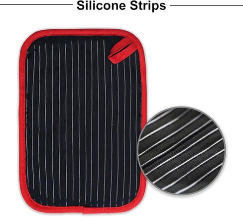 Oven Mitts and Pot Holders Set, Heat Resistant Oven Mitts Gloves Set Hot Pads for Kitchen Cooking Grill, Pure Cotton and Terrycloth Lining, Heavy Duty Thick Gloves Black, 4-Piece Set, by Coziselect in Saudi Arabia