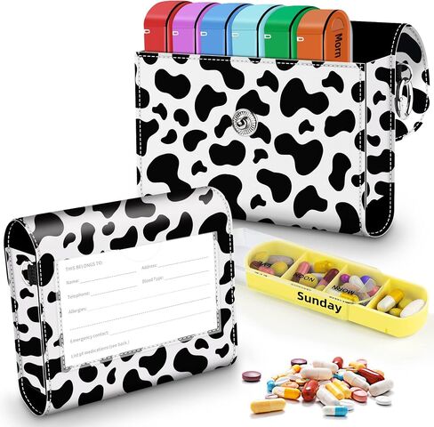 BVYA Pill Organizer Case, Weekly Travel Pill Case Medication Reminder,for 4 Times A Day, 7 Days a Week-includes Printed Leather Carrying Case in Saudi Arabia