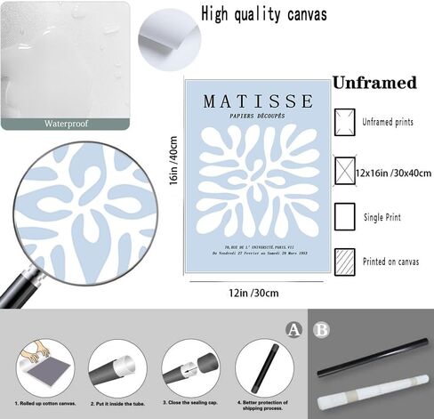 yulihaz Matisse Abstract Flower Poster Set of 3 Light Blue Minimalist Henri Matisse Wall Art Boho Floral Canvas Prints Aesthetic Pictures Wall Decor for Bedroom Living Room Unframed 12x16 inch in Kuwait