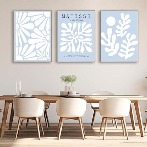 yulihaz Matisse Abstract Flower Poster Set of 3 Light Blue Minimalist Henri Matisse Wall Art Boho Floral Canvas Prints Aesthetic Pictures Wall Decor for Bedroom Living Room Unframed 12x16 inch in Kuwait