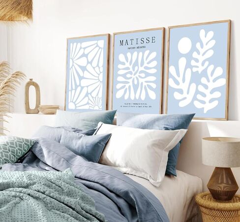 yulihaz Matisse Abstract Flower Poster Set of 3 Light Blue Minimalist Henri Matisse Wall Art Boho Floral Canvas Prints Aesthetic Pictures Wall Decor for Bedroom Living Room Unframed 12x16 inch in Kuwait