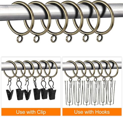 Yinpecly 30 PCS Black Curtain Rings 1.5 Inch Inner Diameter Metal Drapery Curtain Rings Eyelets Rings, Curtain Rod Rings Fits Up to 1 1/4-Inch Rod in Saudi Arabia