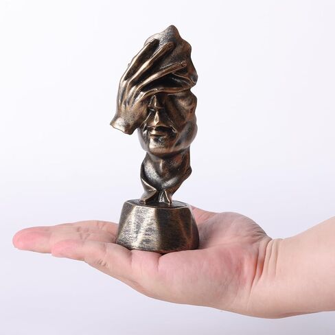 3 Pcs Thinker Statue and Sculptures, Silence is Gold Abstract Art Figurine, No Hear No See No Speak Modern Home Resin Sculptures Decorative items suitable for Bookshelf Tabletops Decor (Silver) in Saudi Arabia