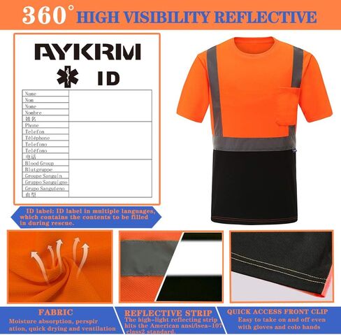 AYKRM Safety T Shirt Reflective High Visibility hi vis Long Sleeve T Shirt (XS-6XL) in Saudi Arabia