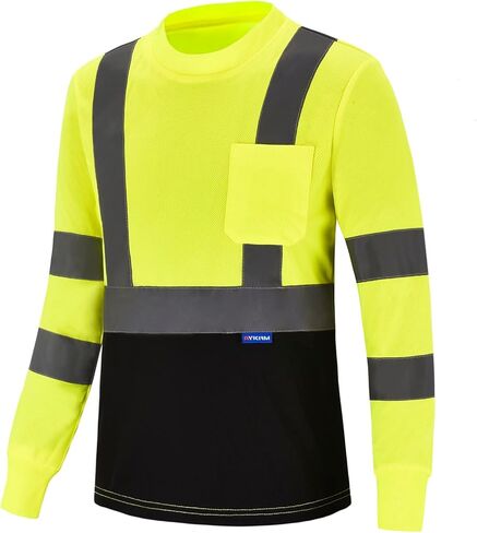 AYKRM Safety T Shirt Reflective High Visibility hi vis Long Sleeve T Shirt (XS-6XL) in Saudi Arabia