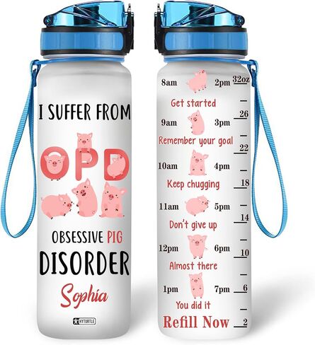 Hyturtle Pig Water Bottle - 32 Oz 1Liter Motivational Bottle With Time Marker, Just A Girl Who Loves Pigs Water Bottle Gifts For Daughter Farm Girl Animal Lover Christmas Birthday in Saudi Arabia