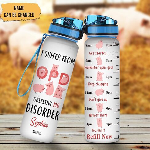 Hyturtle Pig Water Bottle - 32 Oz 1Liter Motivational Bottle With Time Marker, Just A Girl Who Loves Pigs Water Bottle Gifts For Daughter Farm Girl Animal Lover Christmas Birthday in Saudi Arabia
