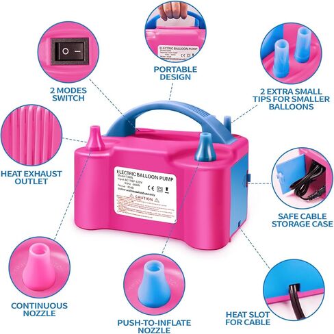 PY SUPER MODE Pink Balloon Pump Electric,Portable Air Blower with Dual Nozzle Machine Inflator for Fast, (110V-120V 600W) Efficient and Easy Bulk Balloons Filling Different Occasions in Kuwait