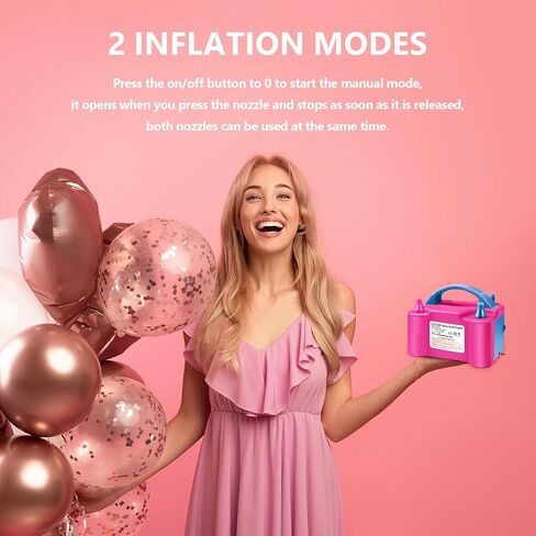 PY SUPER MODE Pink Balloon Pump Electric,Portable Air Blower with Dual Nozzle Machine Inflator for Fast, (110V-120V 600W) Efficient and Easy Bulk Balloons Filling Different Occasions in Kuwait