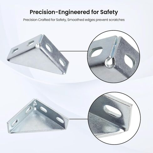12Pcs 90 Degree Gusseted Fittings, Carbon Steel Q235 Right Angle Connector Brackets, Gusset Corner Brace Fasteners for ½" Bolt in 1-5/8" Channel, 4 Hole L Shaped External Fastening Connector in Kuwait