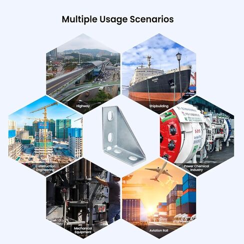 12Pcs 90 Degree Gusseted Fittings, Carbon Steel Q235 Right Angle Connector Brackets, Gusset Corner Brace Fasteners for ½" Bolt in 1-5/8" Channel, 4 Hole L Shaped External Fastening Connector in Kuwait