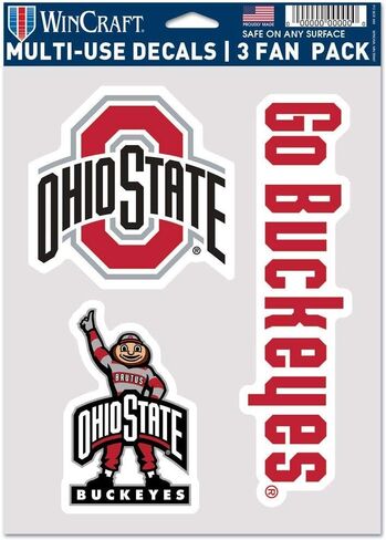 ملصق متعدد الاستخدام من NCAA State Buckeyes من NCAA، 3 عبوات، ألوان الفريق، مقاس واحد in Saudi Arabia