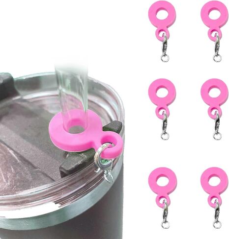 Stanley Cup Accessories 6pcs Silicone Ring with Clasp for Water Bottle 40/30 oz Tumbler Straw Keychain Charm Holder in Saudi Arabia