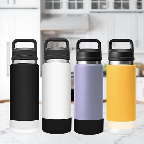 قطعتان من حذاء السيليكون المتوافق مع زجاجة مياه YETI Rambler 26 أونصة، ملحقات حماية سفلية لغطاء الحذاء بأكمام مضادة للانزلاق لـ YETI Rambler 26oz، تحمي من التلف (شفاف) in Kuwait