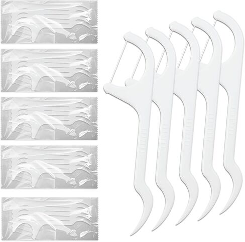 Pack of 50 Dental Floss Picks Individually Wrapped, Flossers Single Wrapped for Adults and Kids,Travel Hotel Restaurant Office for Teeth Clean (5pcs per Bag, 50 Bags) in Kuwait