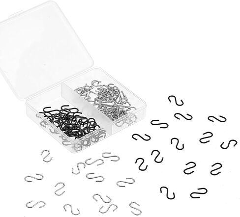 100 Pcs Mini S Hooks for Hanging Small S Hook for Jewelry Metal S-hook Mini S Shaped Hanger for Christmas Ornament 1/2 Inch Wire Hangers for Crafts DIY Iron S-Shaped Connectors for Key Chain(SiIver) in Saudi Arabia