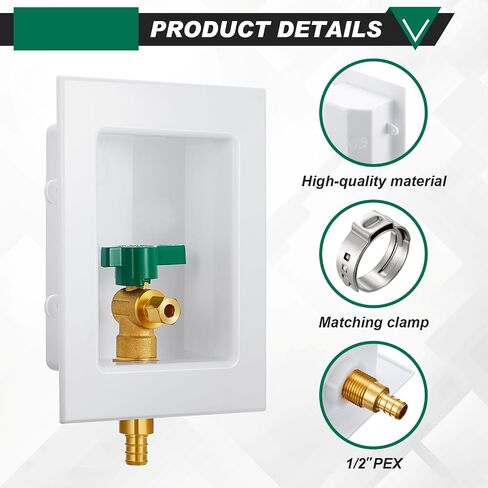 Hicarer 2 Set Ice Maker Outlet Box Pre Assembled Ice Maker Box 1/2 Inch Pex F1807 Crimp with Installed 1/4 Turn Ball Valve for Ice Maker Supply in Saudi Arabia