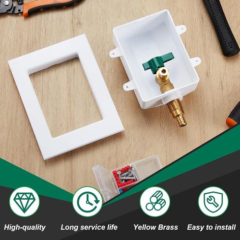 Hicarer 2 Set Ice Maker Outlet Box Pre Assembled Ice Maker Box 1/2 Inch Pex F1807 Crimp with Installed 1/4 Turn Ball Valve for Ice Maker Supply in Saudi Arabia