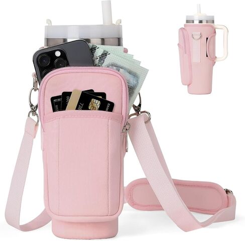 Water Bottle Holder with Strap 40oz Water Bottle Carrier Bag with Phone Pocket Water Bottle Pouch for Walking Hiking Camping in Saudi Arabia
