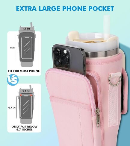 Water Bottle Holder with Strap 40oz Water Bottle Carrier Bag with Phone Pocket Water Bottle Pouch for Walking Hiking Camping in Saudi Arabia