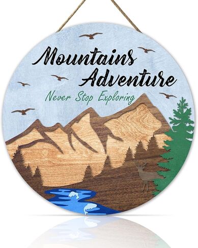 OLMIXA Watercolor Hot Air Balloon Wooden Hanging Sign (10.3x12.2inch), Adventure Awaits Hanger Sign, Minimalist Outdoor Sign for Nursery Bedroom Toddler Room Playroom Front Door Decor in Saudi Arabia