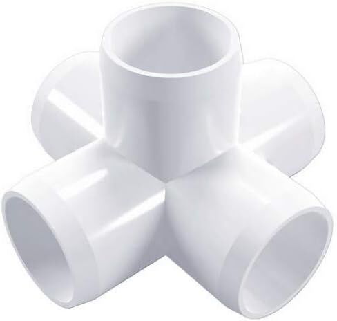1/2 inch 5 Way Tee PVC Fitting Elbow Connector, White (6) in Saudi Arabia