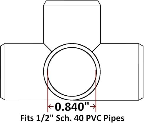 1/2 inch 5 Way Tee PVC Fitting Elbow Connector, White (6) in Saudi Arabia