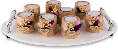 حاملات شموع Tealight الخشبية - 8 قطع حوامل شموع أسطوانية صغيرة لضيف حفل الزفاف، حاملات شموع نذرية، هدايا تذكارية للشموع للضيوف، حفل استقبال المولود الجديد، هدايا الحفلات، هدايا شكر، كهرمان in Saudi Arabia
