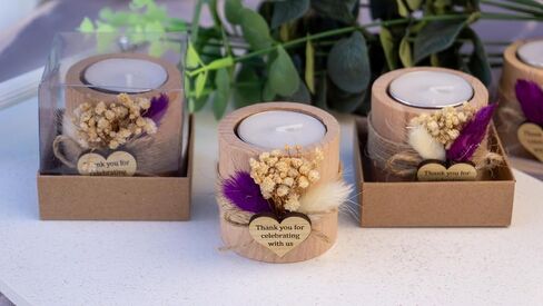 حاملات شموع Tealight الخشبية - 8 قطع حوامل شموع أسطوانية صغيرة لضيف حفل الزفاف، حاملات شموع نذرية، هدايا تذكارية للشموع للضيوف، حفل استقبال المولود الجديد، هدايا الحفلات، هدايا شكر، كهرمان in Saudi Arabia