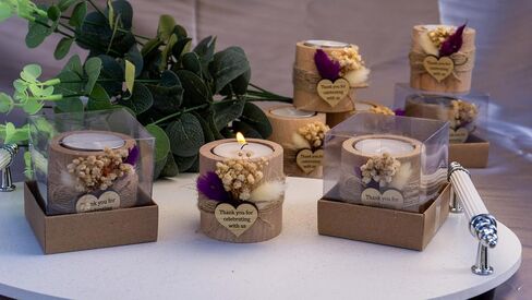 حاملات شموع Tealight الخشبية - 8 قطع حوامل شموع أسطوانية صغيرة لضيف حفل الزفاف، حاملات شموع نذرية، هدايا تذكارية للشموع للضيوف، حفل استقبال المولود الجديد، هدايا الحفلات، هدايا شكر، كهرمان in Saudi Arabia